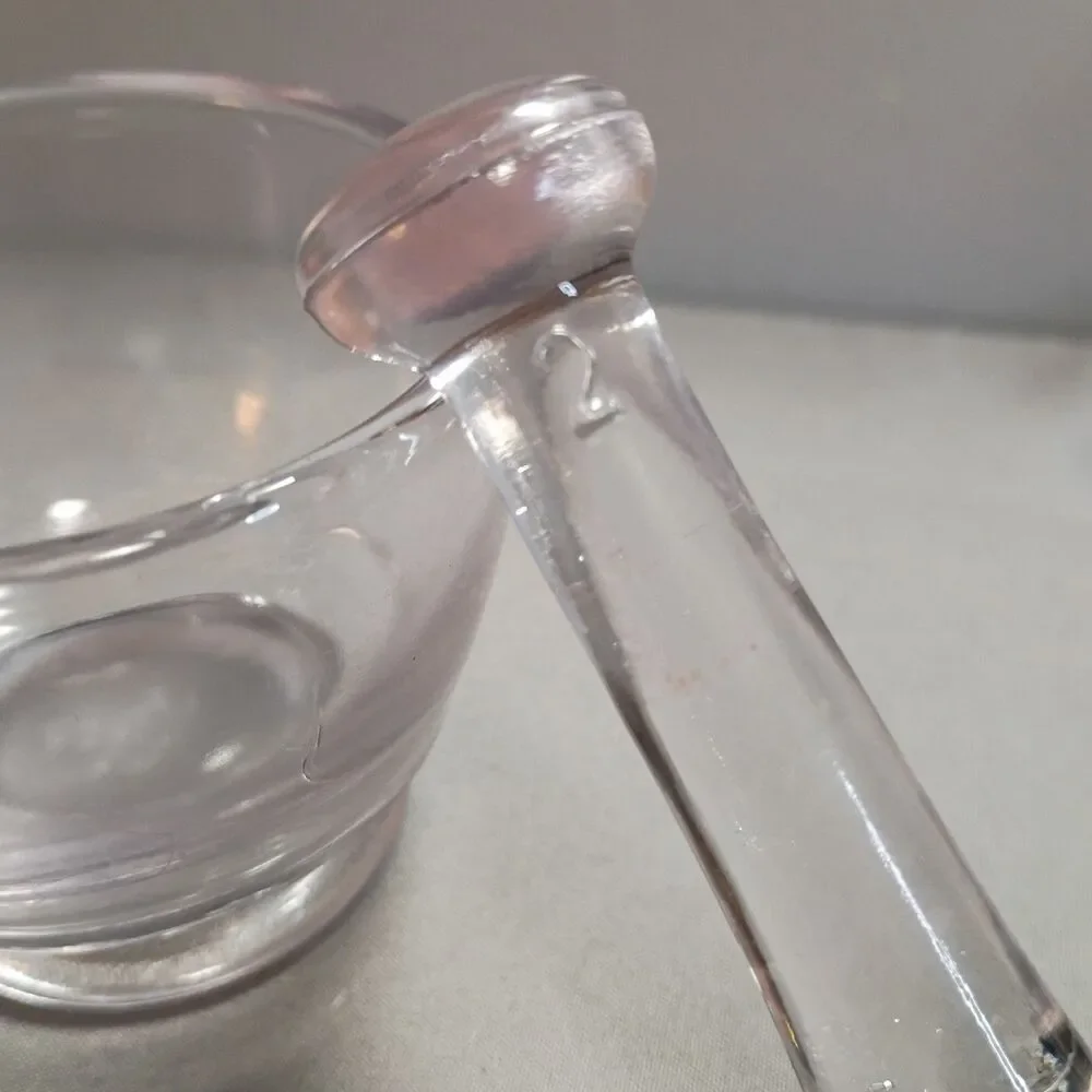 Vintage Glass 2 oz Mortar & Pestle With Pour Spout, Apothecary Spices Cooking